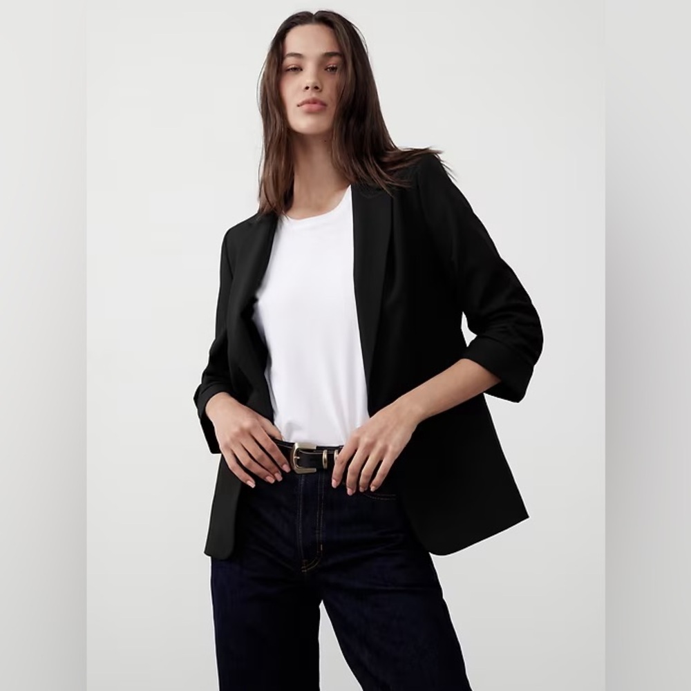 NWT Banana Republic Black One Button Blazer Classic Tailored Career Jacket Sz 10
